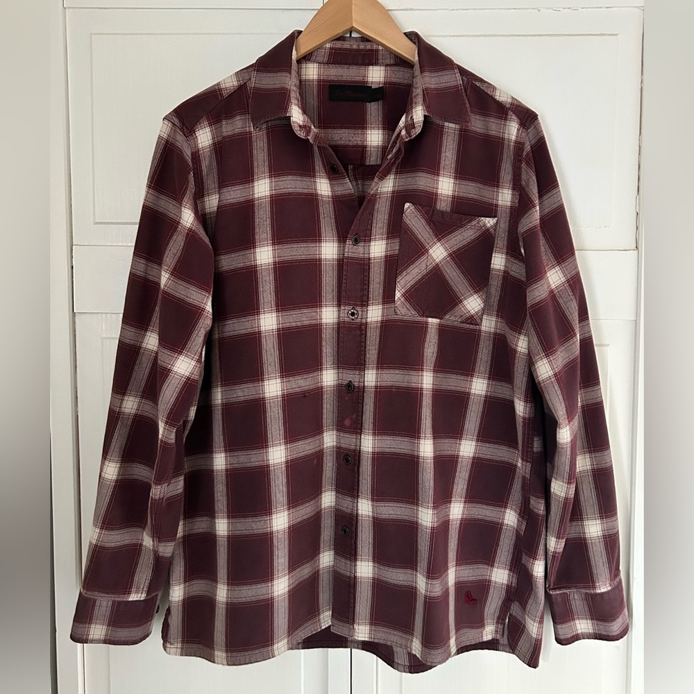 Dr. Martens Burgundy And White Plaid Casual Button Down Shirt View 2